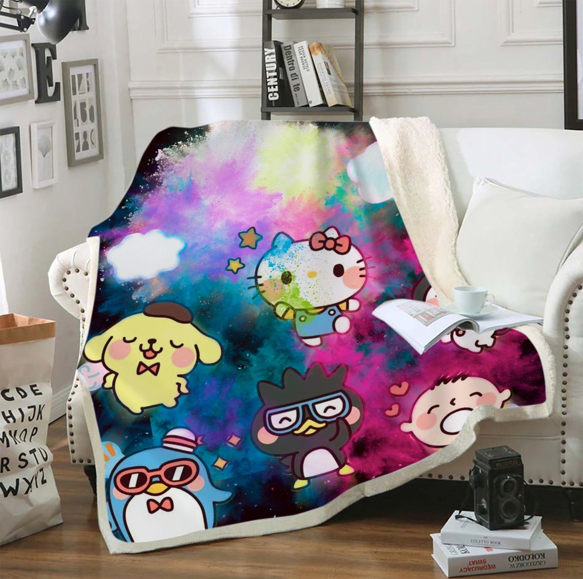 Hello Kitty, Bedding, Hello Kitty Plush Blanket And Pillow Travel Set Of  3 New Sanrio