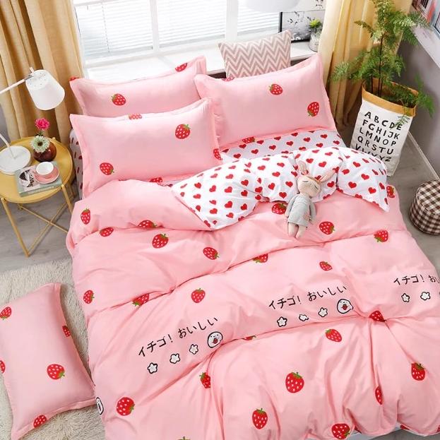 Pink and white designer bed sheets pillow and blankets for 1/6 scale d –  The Doll Tailor