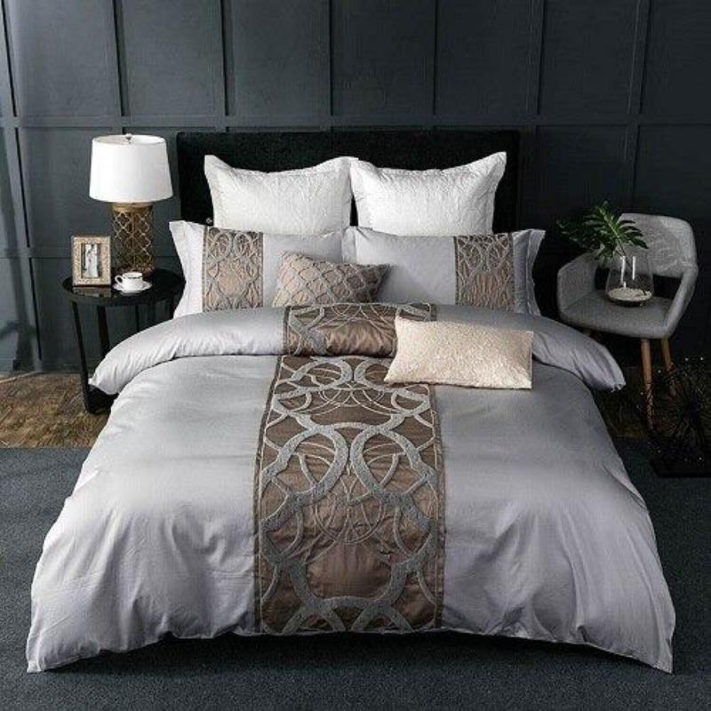 Luxury Bedding Sets 60S Egyptian Cotton Grey Bedding Sets Bed Linen Luxury  Room