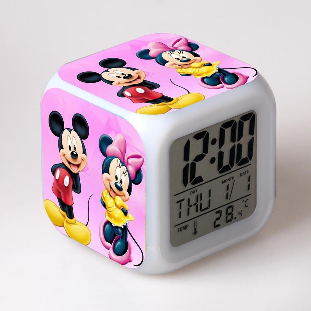 Sonic Mickey Mouse Pink Color Alarm Clock Analog Pink Clock