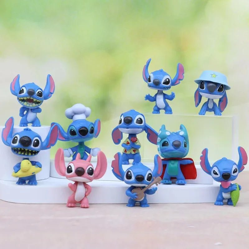 10 - Piece Lilo & Stitch Angel Action Figure Set - Cartoon Anime Desktop Ornament Collection - Lusy Store LLC