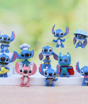 10 - Piece Lilo & Stitch Angel Action Figure Set - Cartoon Anime Desktop Ornament Collection - Lusy Store LLC