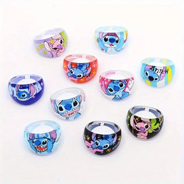 10pcs Stitch Ring Set - Cute Cartoon Stitch Acrylic Rings, Perfect Children's Party Gift - Lusy Store LLC