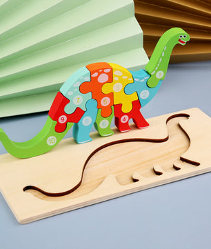 Children's Cartoon Number Animal Puzzle – Wooden 3D Fun