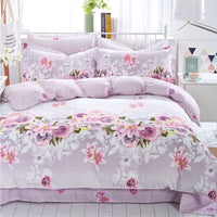 4 - Piece Duvet Cover Set with Single/Double Size Thick Bed Sheet - Lusy Store LLC