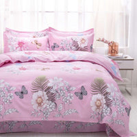 4 - Piece Duvet Cover Set with Single/Double Size Thick Bed Sheet - Lusy Store LLC