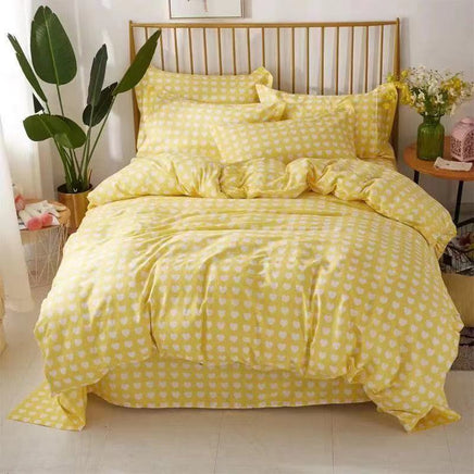 4 - Piece Duvet Cover Set with Single/Double Size Thick Bed Sheet - Lusy Store LLC