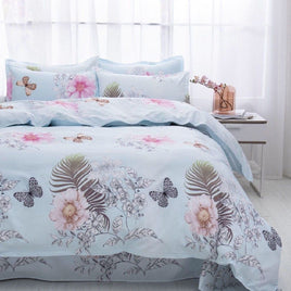 4 - Piece Duvet Cover Set with Single/Double Size Thick Bed Sheet - Lusy Store LLC