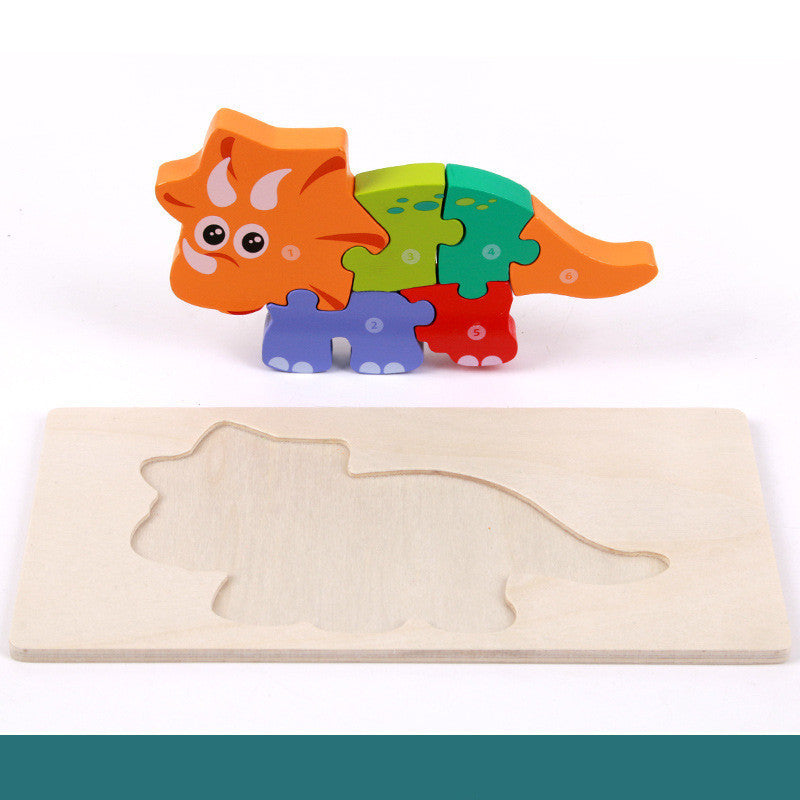 Wooden Montessori 3D Puzzle for Kids – Dinosaur Edition