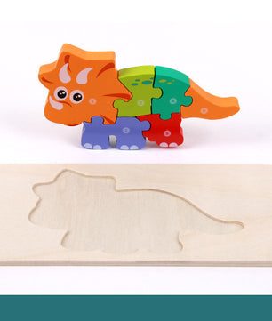 Wooden Montessori 3D Puzzle for Kids – Dinosaur Edition