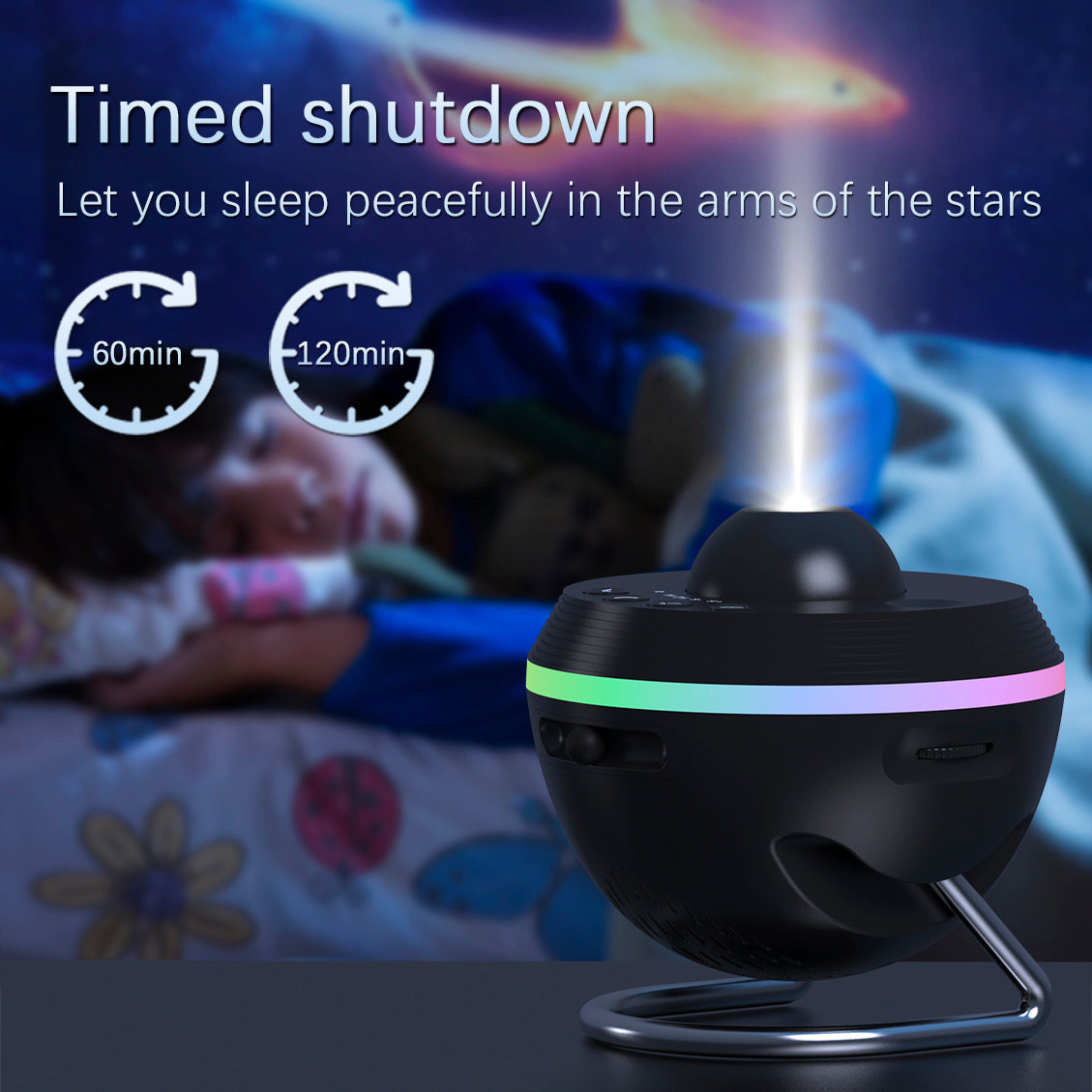 Space Ball Meteor 5 - 13-in-1 Galaxy Night Light Projector with Silent 360° Rotation