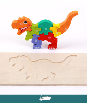 Wooden Montessori 3D Puzzle for Kids – Dinosaur Edition