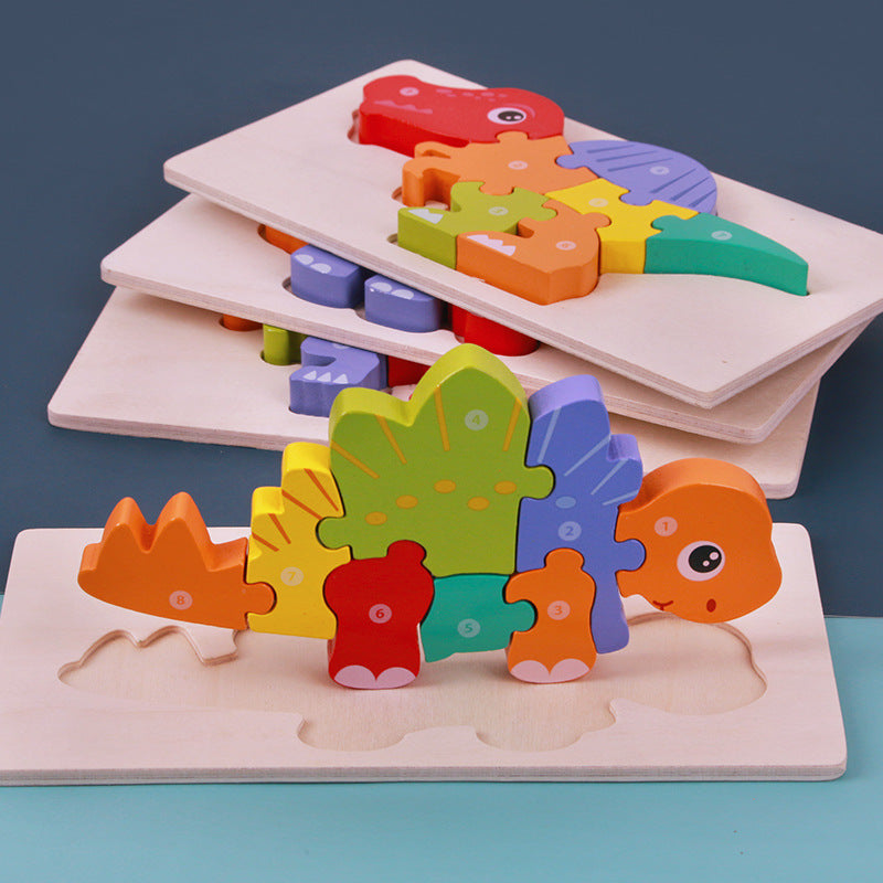 Wooden Montessori 3D Puzzle for Kids – Dinosaur Edition