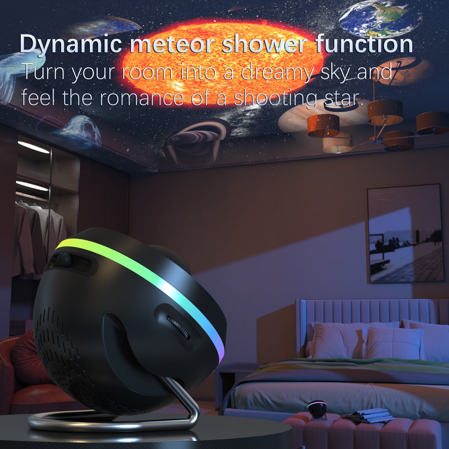 Space Ball Meteor 5 - 13-in-1 Galaxy Night Light Projector with Silent 360° Rotation