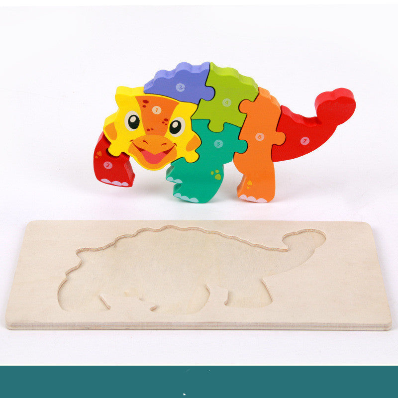 Wooden Montessori 3D Puzzle for Kids – Dinosaur Edition