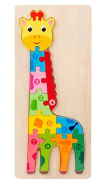 Children's Cartoon Number Animal Puzzle – Wooden 3D Fun