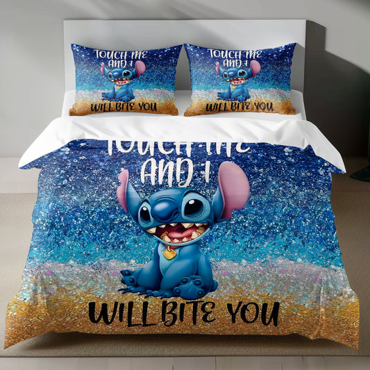 Stitch Bed Set - Lilo and Stitch Bedding Set/Quilt Set - Beach Fun with Stitch - Linen Duvet Cover and Pillowcase