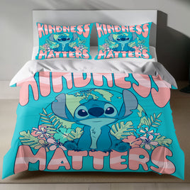 Stitch Bed Set - Lilo and Stitch Bedding Set/Quilt Set - Stitch Kindness Matter - Linen Duvet Cover and Pillowcase