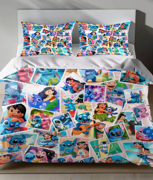 Stitch Bed Set - Lilo and Stitch Bedding Set/Quilt Set - Lovely Memories - Linen Duvet Cover and Pillowcase