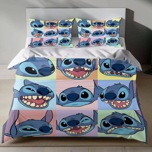 Stitch Bed Set - Lilo and Stitch Bedding Set/Quilt Set - Cute Stitch - Linen Duvet Cover and Pillowcase