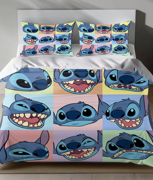 Stitch Bed Set - Lilo and Stitch Bedding Set/Quilt Set - Cute Stitch - Linen Duvet Cover and Pillowcase