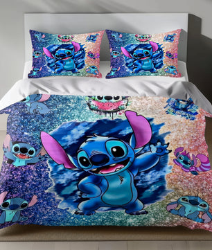 Stitch Bed Set - Lilo and Stitch Bedding Set/Quilt Set - Cute Stitch - Linen Duvet Cover and Pillowcase