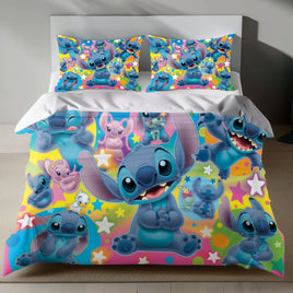 Stitch Bed Set - Lilo and Stitch Bedding Set/Quilt Set - Cute Angel and Stitch - Linen Duvet Cover and Pillowcase