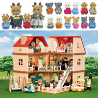 Simulation Kitchen Forest Family Small House Double Three- Story Villa Reindeer Animal Model Furniture Toy Gifts