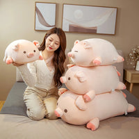 Squishy Pig Stuffed Doll Lying Plush Piggy Toy Animal Soft Plushie Pillow for Kids Baby Comforting Birthday Gift