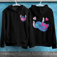 Stitch Hoodie Streetwear Fashion Black Hooded Pullover Personality Sweatshirt