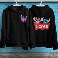 Stitch Hoodie Streetwear Fashion Black Hooded Pullover Personality Sweatshirt