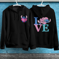 Stitch Hoodie Streetwear Fashion Black Hooded Pullover Personality Sweatshirt