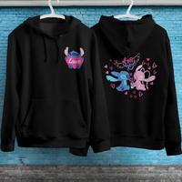 Stitch Hoodie Streetwear Fashion Black Hooded Pullover Personality Sweatshirt