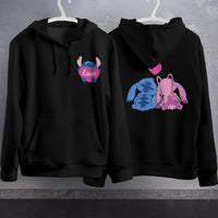 Stitch Hoodie Streetwear Fashion Black Hooded Pullover Personality Sweatshirt