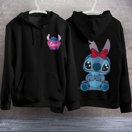 Stitch Hoodie Streetwear Fashion Black Hooded Pullover Personality Sweatshirt