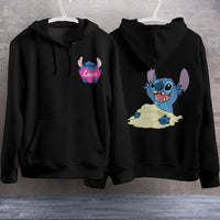 Stitch Hoodie Streetwear Fashion Black Hooded Pullover Personality Sweatshirt