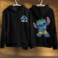 Stitch Hoodie Streetwear Fashion Black Hooded Pullover Personality Sweatshirt