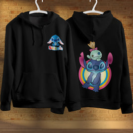 Stitch Hoodie Streetwear Fashion Black Hooded Pullover Personality Sweatshirt