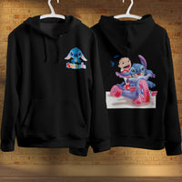 Stitch Hoodie Streetwear Fashion Black Hooded Pullover Personality Sweatshirt