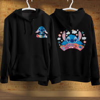 Stitch Hoodie Streetwear Fashion Black Hooded Pullover Personality Sweatshirt