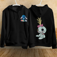 Stitch Hoodie Streetwear Fashion Black Hooded Pullover Personality Sweatshirt