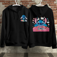 Stitch Hoodie Streetwear Fashion Black Hooded Pullover Personality Sweatshirt