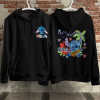 Stitch Hoodie Streetwear Fashion Black Hooded Pullover Personality Sweatshirt