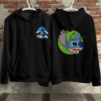 Stitch Hoodie Streetwear Fashion Black Hooded Pullover Personality Sweatshirt