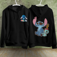 Stitch Hoodie Streetwear Fashion Black Hooded Pullover Personality Sweatshirt