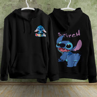 Stitch Hoodie Streetwear Fashion Black Hooded Pullover Personality Sweatshirt