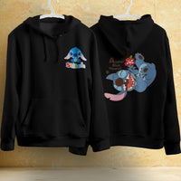 Stitch Hoodie Streetwear Fashion Black Hooded Pullover Personality Sweatshirt