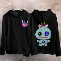 Stitch Hoodie Streetwear Fashion Black Hooded Pullover Personality Sweatshirt