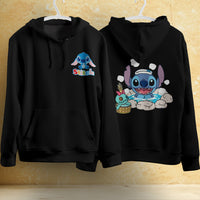 Stitch Hoodie Streetwear Fashion Black Hooded Pullover Personality Sweatshirt