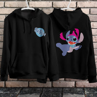 Stitch Hoodie Streetwear Fashion Black Hooded Pullover Personality Sweatshirt